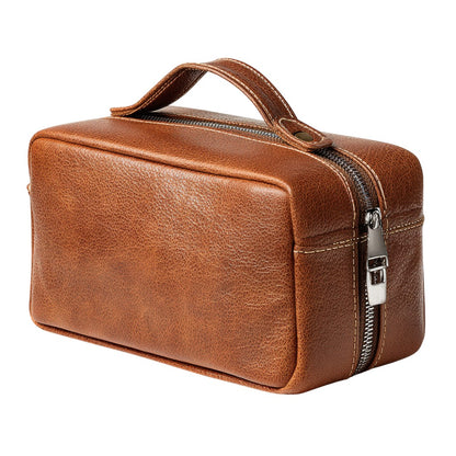 Munvo Classic PU Leather Toiletry Bag - Vintage Brown